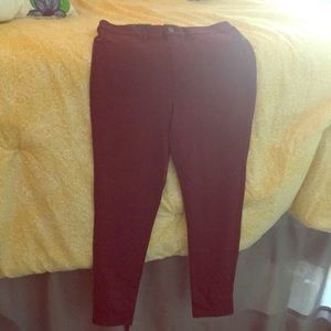 Eva Longoria Maroon Stretch Pants Skinny Pants